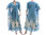 Handmade Blumen Kleid mit Schal, in blau 40-44