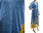 Handmade Blumen Kleid mit Schal blau gelb 42-46