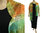 Lagenlook Leinen Strick Schal Cape in grün orange 36-50
