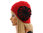 Boho Lagenlook Kappe / Mütze mit Blume gekochte Wolle rot schwarz M-XXL
