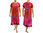 Edles Abend Kleid handmade Unikat Seide pink orange 42-46