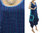 Lagenlook Leinen Ballon Beulen Kleid in blau türkis 38-42