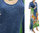 Handmade Blumen Kleid mit Schal, blau gelb rot grün 38-42