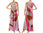 Langes Sommer Kleid A-Form Leinen lila pink natur 38-42