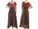 Sehr langes Leinen Kleid mit Carmenkragen, in braun 36-38