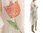 Ausgefallene zipfelige Tunika Leinen Gaze Blumen handbemalt, in weiß 42-50