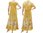 Handmade Blumen Kleid mit Überwurf, gelb natur 38-44
