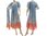 Boho Blumen Kleid mit Schal, blau mit apricot 40-44
