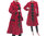 Glockiger Mantel gekochte Wolle rot mit anthra 42-44