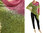Lagenlook Leinen Strick Poncho Überwurf in grün pink 36-50
