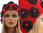 Boho Lagenlook Kappe / Mütze mit Blumen, gekochte Wolle rot anthra M-XL