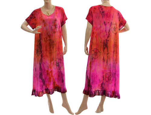 Edles Abend Kleid handmade Unikat Seide pink orange 42-46