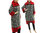 Kuscheliger Mantel gekochte Wolle, gemustert grau-weiß rot 40-44
