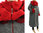 Toller Mantel mit Rosen Kragen gekochte Wolle, grau rot 44-48/50