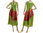 Farbenfrohes Lagenlook Ballon Kleid aus Leinen grün pink 36-38