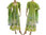 Handmade Lagenlook Kleid mit Schal, grün blau 40-44