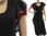 Partykleid Coctailkleid Leinen Kleid mit Volants in schwarz rot 36-38/40