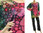 Handbemalte Tunika Shirt aus Baumolle in grün pink 38-44/46