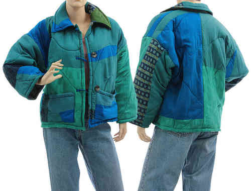 Warme leichte Jacke Seide in blau petrol türkis 40-44