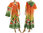 Handmade Blumen Kleid mit Kapuze, orange grün rot 44-48