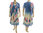 Handmade Blumen Kleid mit Schal, blau mit pink 46-50