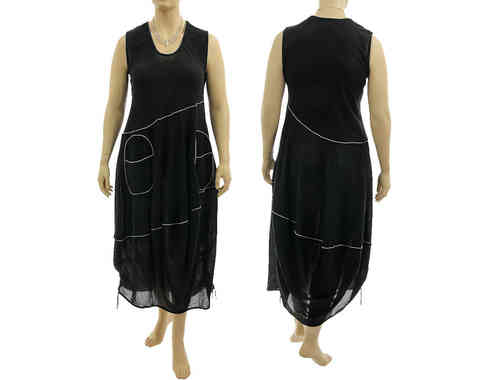 Tolles Ballon Kleid mit großen Taschen Baumwolle in schwarz 42-46