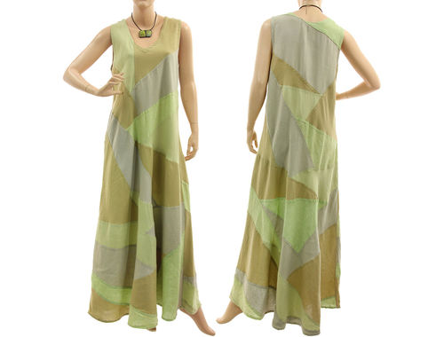 Sehr langes Sommer Kleid A-Form Leinen pastellgrün 38-42