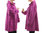 Lagenlook Jacke mit Kapuze und Blumen, gekochte Merino Wolle in lila-pink 46-50