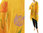 Lagenlook zipfelige Tunika Leinen Gaze Tulpen handbemalt, in gelb 42-50