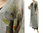 Boho Leinen Mantel Chasuble lang handbemalt, in grau 44-52