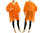 Leinen Tunika Strandkleid mit Tasche und Pailletten, Leinen in orange 38-48