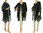 Boho Leinen Jacke Mantel mit Kragen und Taschen, in schwarz 38-50