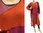 Strick Kleid A-Form, Patchwork, Wolle in rost pink weinrot 46-50