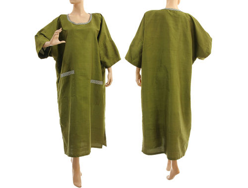Partykleid Abendkleid, Shantung Seide in olive grün 46-54