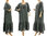 Weites langes Lagenlook Leinen Kleid mit Rüsche in grau 46-52