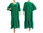 Langes Lagenlook Leinen Kleid mit Rüsche in petrol grün 46-52