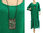 Langes Lagenlook Leinen Kleid mit Rüsche in petrol grün 46-52