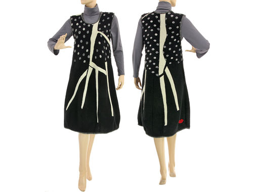 Lagenlook warmes Träger Kleid Wolle schwarz grau ecru 36-40