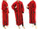 Langer Lagenlook Mantel gekochte Wolle, rot schwarz 40-44