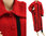 Langer Lagenlook Mantel gekochte Wolle, rot schwarz 40-44