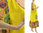 Leinen Boho A-Form Kleid mit Rüsche in gelb 44-50