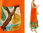 Leinen ärmelloses A-Form Kleid mit Rüsche in orange 42-46