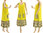 Leinen ärmelloses A-Form Kleid mit Rüsche in gelb 40-42