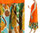 Leinen ärmelloses A-Form Kleid in orange mit Rüsche 44-48