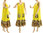 Leinen ärmelloses A-Form Kleid in gelb mit Rüsche 44-46