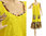 Leinen ärmelloses A-Form Kleid in gelb mit Rüsche 44-46