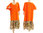 Weites Boho Maxi Leinen Kleid mit Rüsche in orange 44-52