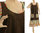 Leinen ärmelloses A-Form Kleid in braun mit Rüsche 44-48