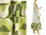 Leinen Baumwolle A-Form Kleid mit Rüsche weiß grün 44-48