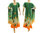 Langes Blumen Kleid mit Schal, grün mit orange 42-46